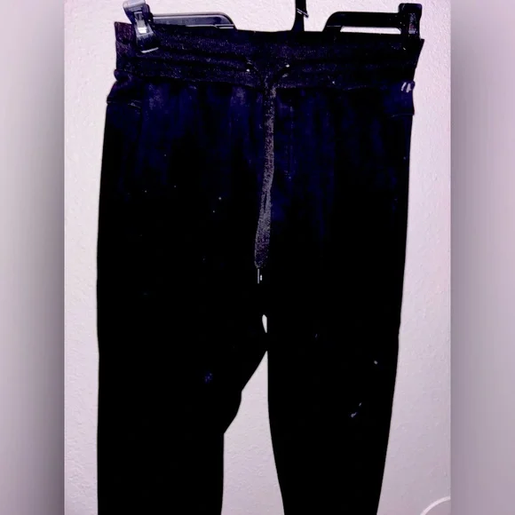 Black super soft fleece lined heavy weight warm small ladies joggers black euc - Picture 5 of 8